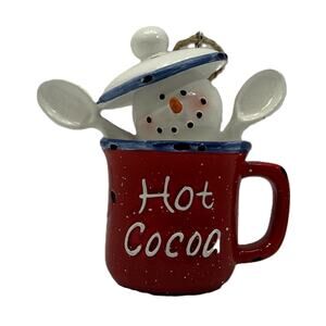 Charming Red & White Snowman Hot Cocoa Christmas Ornament